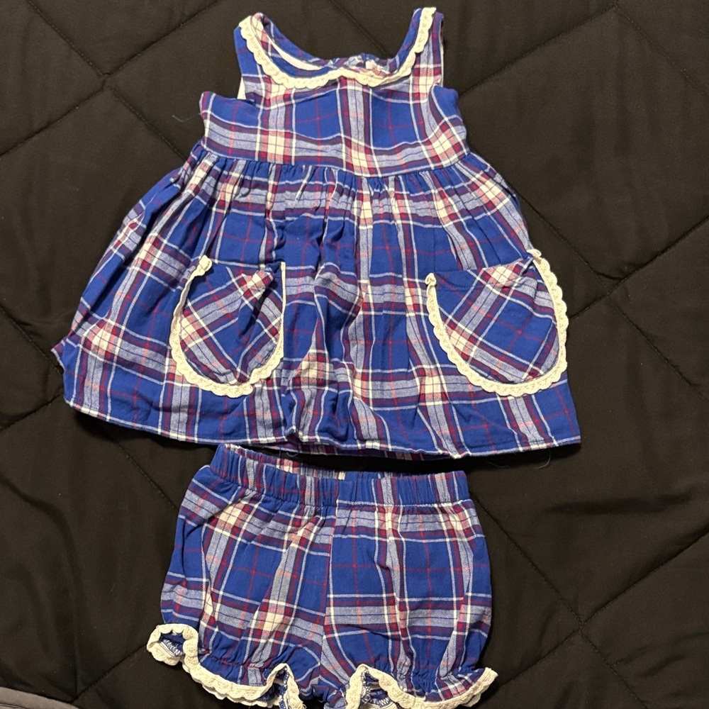 Plaid Blue and Red Dress Set